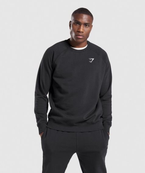 Men's Gymshark Crest Sweatshirts Black | NZ 9VCPYJ